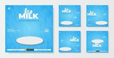 modello di vendita di promozione del latte ghiacciato per i post sui social media