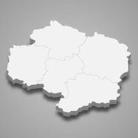 La mappa isometrica 3d di vysocina è una regione della repubblica ceca vettore