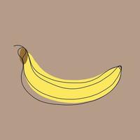 semplicità banana frutta disegno a linea continua a mano libera design piatto. vettore