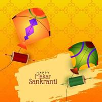 makar sankranti biglietto di auguri per il festival culturale indiano vettore