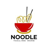 design del logo di noodle e ramen in stile moderno vettore