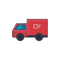 icona sottile colorata dell'illustrazione vettoriale del concetto di camion di consegna, affari e trasporto.