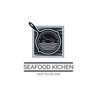 design del modello di logo del ristorante di pesce kichen per marchio o azienda e altro vettore