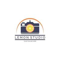 modello di progettazione del logo della limetta della fotocamera da studio di limone per marchio o azienda e altro vettore