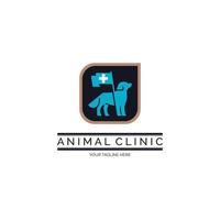 disegno del modello di logo del cane della clinica degli animali per il marchio o l'azienda e altro vettore