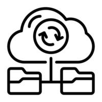 icona moderna di sincronizzazione cloud, stile lineare vettore