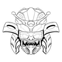 samurai illuatration head art line vector