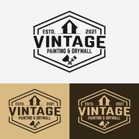 modello di progettazione del logo della pittura e del muro a secco vintage vettore