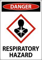 pericolo pericolo respiratorio ghs segno su sfondo bianco vettore