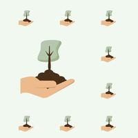 dare la mano dell'albero tenere gli alberi verdi l'ambiente naturale la protezione della natura vettore