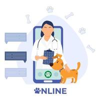 consultazione online del medico veterinario. sito web della clinica veterinaria. veterinario online.telefono cellulare. comunicazione veterinaria online. moderne tecnologie sanitarie. cane. vettore