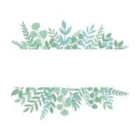 modello di cornice vettoriale decorativo foglie e rami verdi. isolato su sfondo bianco. design per inviti di nozze e biglietti di auguri