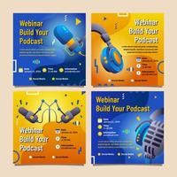 post sui social media del podcast del webinar vettore