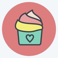 cupcake icona. adatto per il simbolo della panetteria. stile compagno di colore. design semplice modificabile. vettore del modello di progettazione. semplice illustrazione