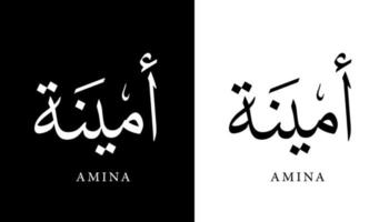 nome della calligrafia araba tradotto 'amina' lettere arabe alfabeto font lettering logo islamico illustrazione vettoriale