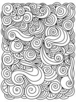 pagina da colorare di doodle meditativo astratto con onde e spirali vettore