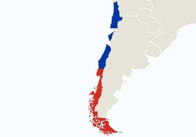 sud america con mappa del cile evidenziata. vettore