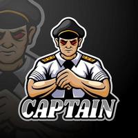 Capitano esport logo mascotte design vettore