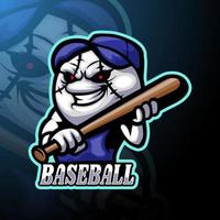 design della mascotte del logo esport di baseball vettore