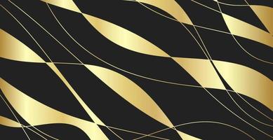 sfondo astratto con onde d'oro. sfondo di carta di lusso, motivo dorato, sfumature di mezzitoni, modello di copertina, forme geometriche, banner moderno e minimale. illustrazione vettoriale. vettore