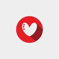 icona del cuore di amore semplice con tre piccoli amore all'interno sul concetto di logo del segno del cerchio rosso vettore