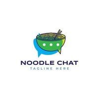 noodle ramen chat talk bubble bowl logo icona vettore illustrazione isolata su sfondo bianco