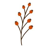 ramo con l'icona di vettore di bacche rosse mature. frutta fresca del giardino su un ramoscello. clipart botanico disegnato a mano isolato su priorità bassa bianca. stile cartone animato piatto, illustrazione semplice. mazzetto di frutti di bosco autunnali