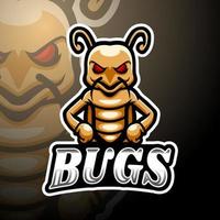 design della mascotte del logo esport di bug vettore