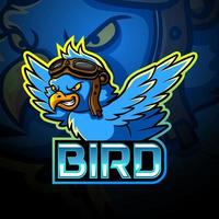 design del logo esport della mascotte dell'uccello blu vettore