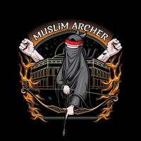 illustrazione dell'arciere musulmano vettore
