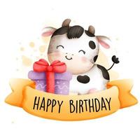 buon compleanno piccola mucca. compleanno. illustrazione vettoriale