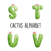 alfabeto di cactus, lettera di cactus. illustrazione vettoriale