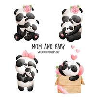 bambino e mamma panda, illustrazione vettoriale panda