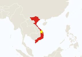 asia con mappa del vietnam evidenziata. vettore