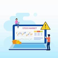 moderno design piatto di investire nel mercato azionario. persone che fanno trading di azioni online. modello vettoriale in stile piatto adatto per pagina di destinazione web, sfondo.