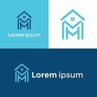 m lettera immobiliare logo unico design. moderno ed elegante appartamento logo design illustrazione vettoriale di mm, m e m font design homestyle.