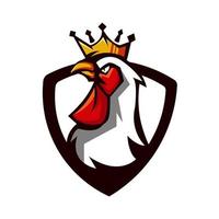 disegno del logo della mascotte del re gallo vettore