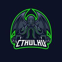 vettore dell'illustrazione del logo della mascotte del gioco di cthulhu