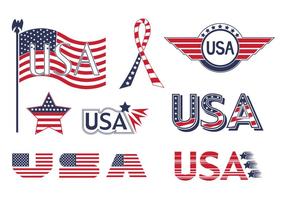 Raccolta di vettore degli elementi della bandiera di USA