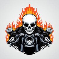 emblema del motociclista del cranio vettore