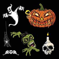set di halloween, elemento di design per logo, poster, carta, banner, emblema, maglietta. illustrazione vettoriale