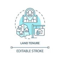 icona del concetto turchese del possesso fondiario. illustrazione al tratto sottile di idea astratta di gestione del territorio. stabilire i diritti di proprietà. disegno di contorno isolato. tratto modificabile. vettore