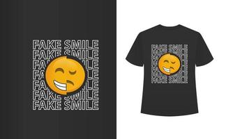 t-shirt grafica con sorriso finto. immagine vettoriale