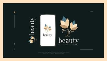 elegante design del logo floreale con uno stile lineare minimo, adatto per spa, bellezza, gioielli, salone o marchio di cosmetici. illustrazione logo floreale o botanico disegnato a mano vettore