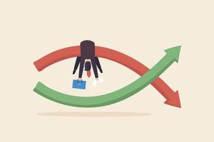 economia, stagflazione o recessione-inflazione è una situazione in cui il tasso di inflazione è alto, il tasso di crescita economica rallenta. vettore