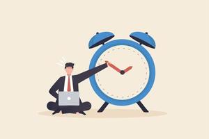 concetto di ritardo, fermare il tempo per affrontare progetti urgenti o gestire gli errori. tempo alla fermata dell'orologio. vettore