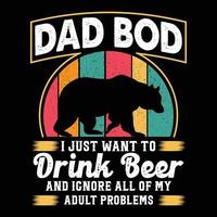 papà bod e drink design t-shirt birra, elemento vettoriale, illustrazione, tipografia grafica vettore