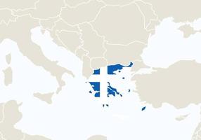 europa con mappa della grecia evidenziata.