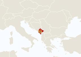 Europa con mappa del montenegro evidenziata.