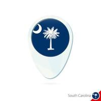 Stati Uniti d'America, Carolina del Sud, bandiera, posizione, mappa, pin, icona, su, bianco, fondo. vettore